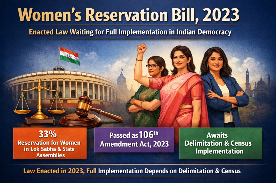 Women’s Reservation Bill, 2023: Enacted Law Waiting for Full Implementation in Indian Democracy