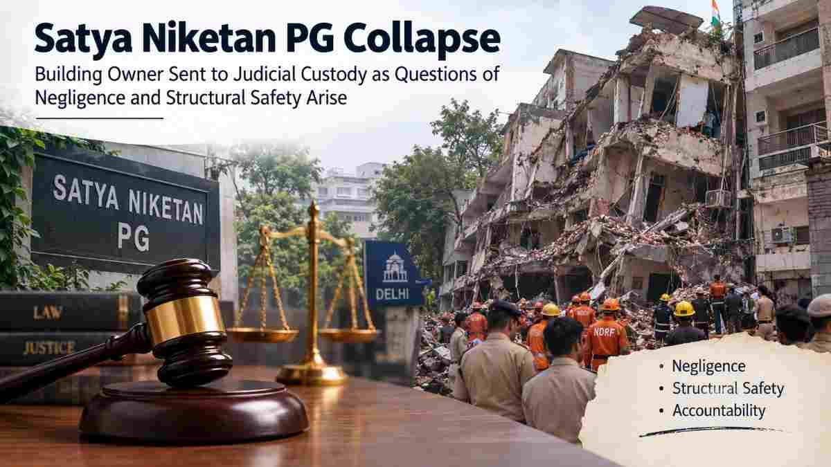Satya Niketan PG Collapse: Building Owner Sent to Judicial Custody as Questions of Negligence and Structural Safety Arise
